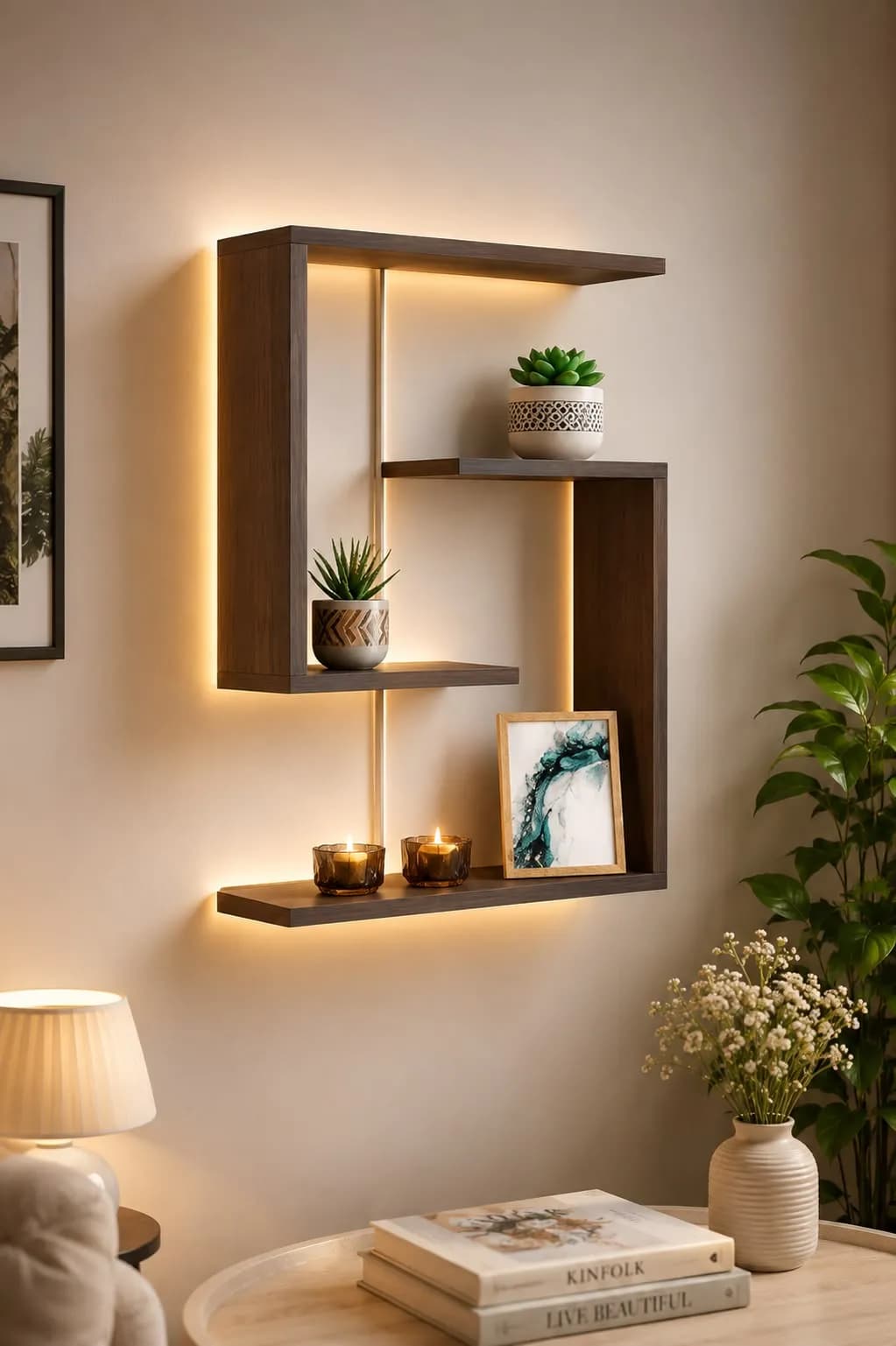 BLUEWUD Easton Engineered Wood Wall Decor Floating Shelf